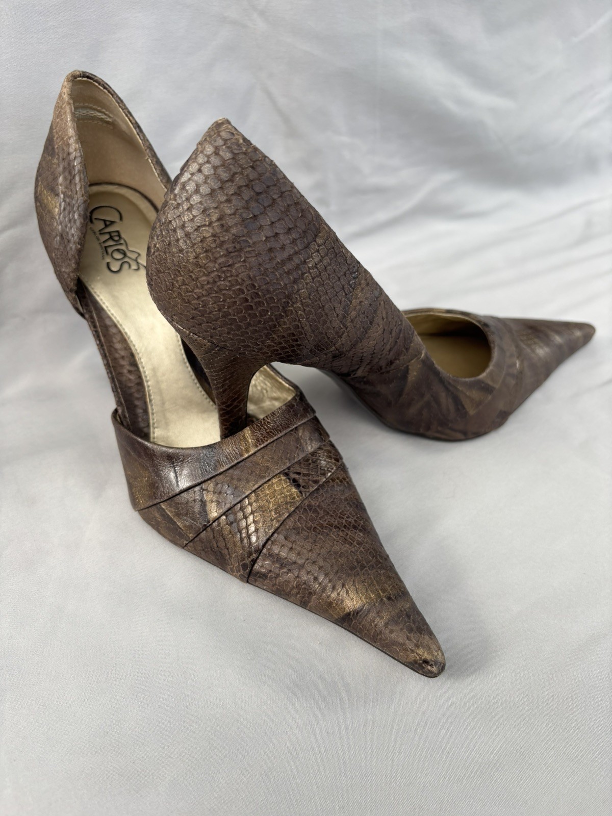 Carlos by Carlos Santana Snake Print Leather Pointed Toe Heels Women’s Size 10M