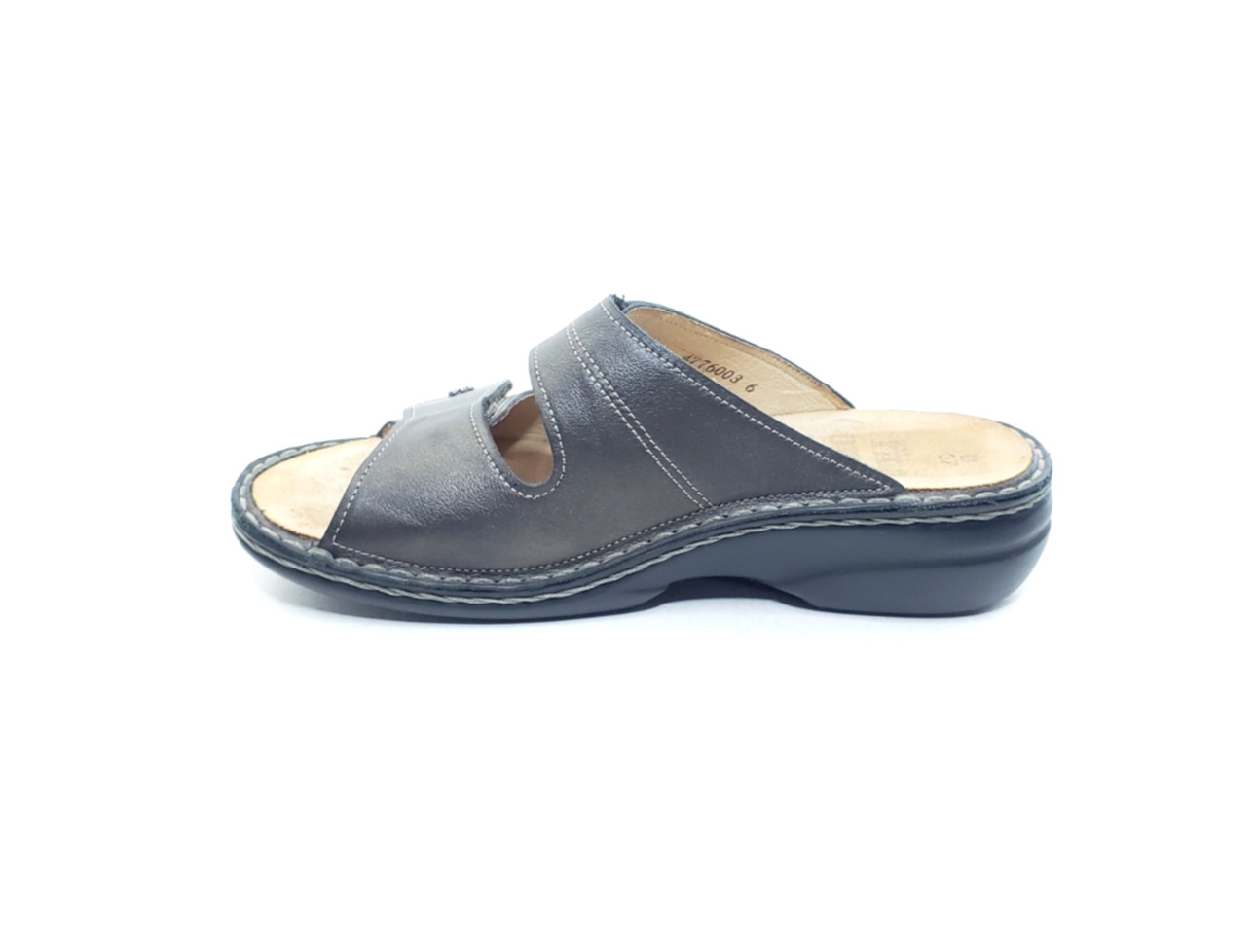 Finn Comfort Sansibar Womens Slide Sandals Gray Leather Comfort EU 37 US 6