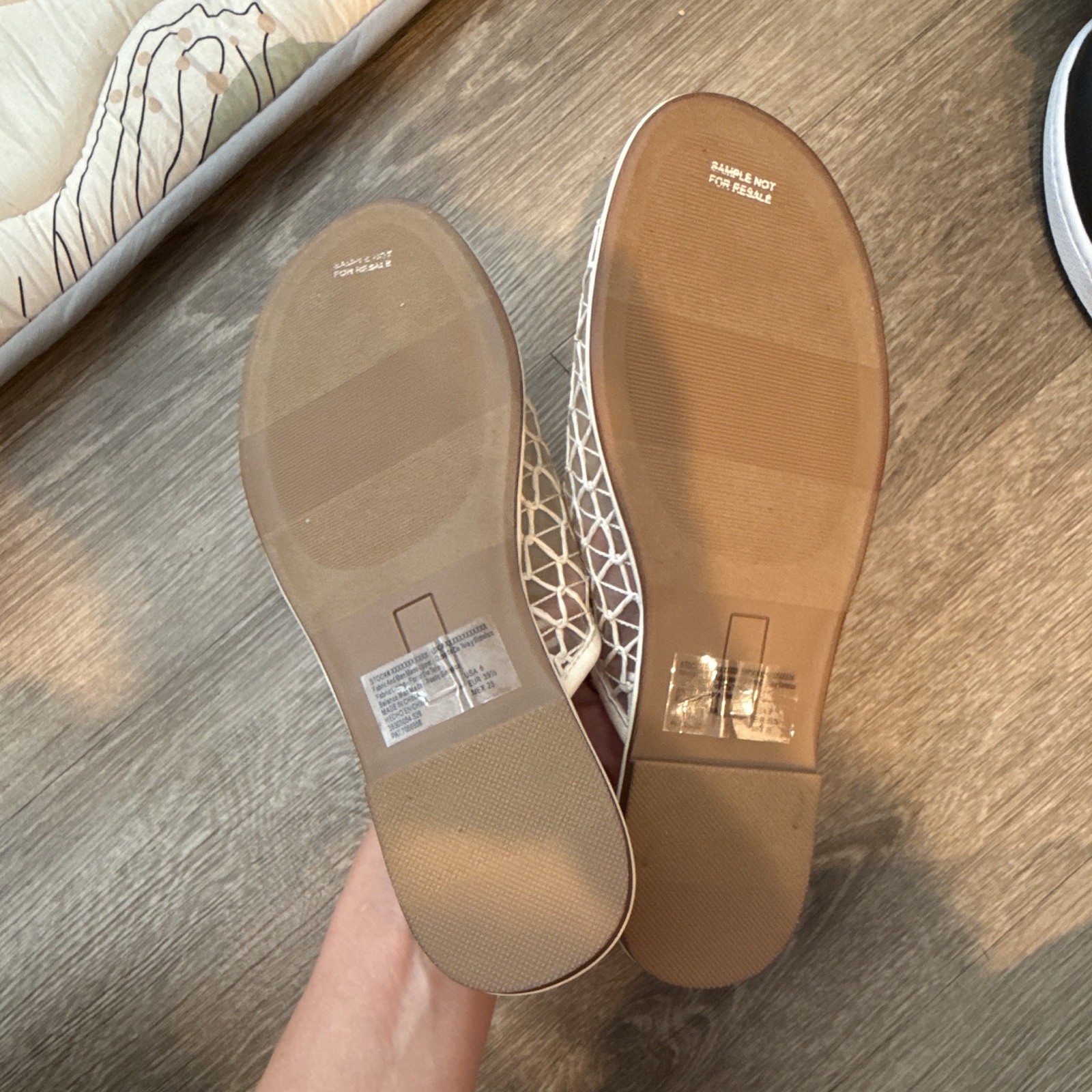 Madden NYC Women’s Slip-On Flats Beige/White Geometric Round Toe Logo 8