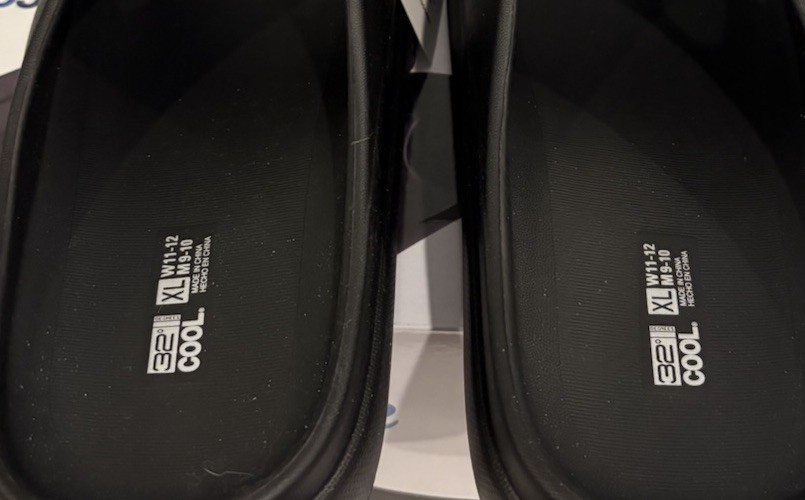 NEW 32 Degrees Cool Unisex Cushion Slide Sandals – SIZE XL- W11-12, M9-10, BLACK
