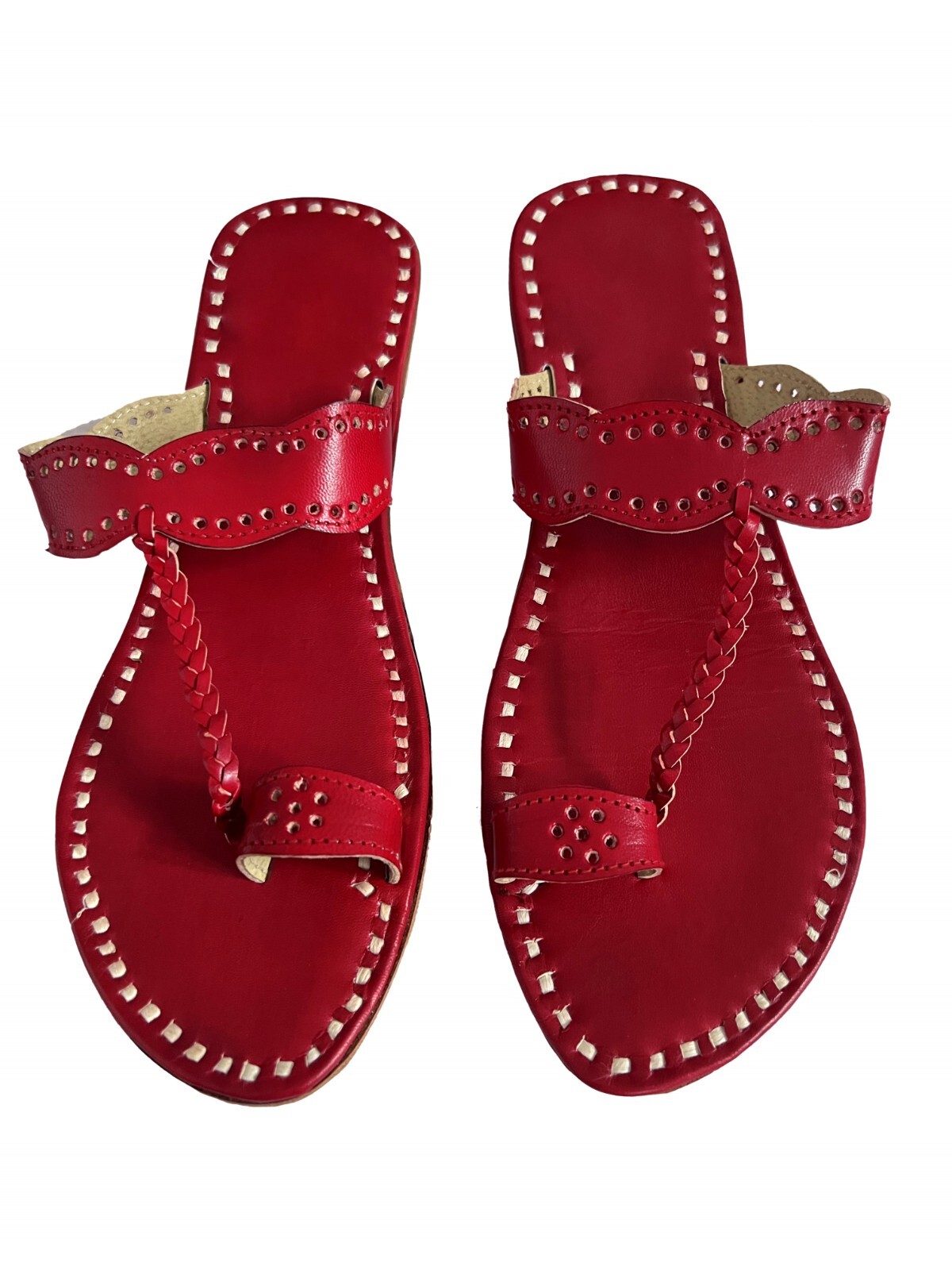 Womens Genuine Red Leather Daily Wear Casual Dress Sandals Slippers Girls Shoe