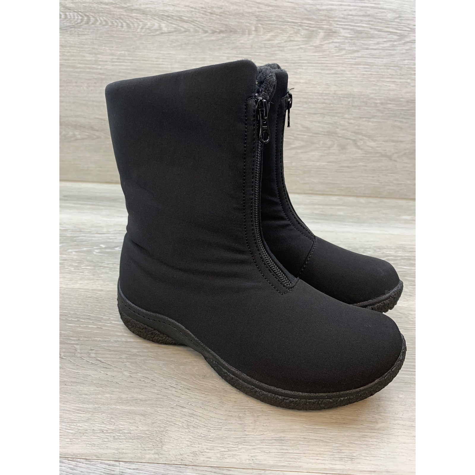 Propet Women’s Black Front Zip Mid Calf Boots Narrow Size 6.5N AA Comfort Shoes