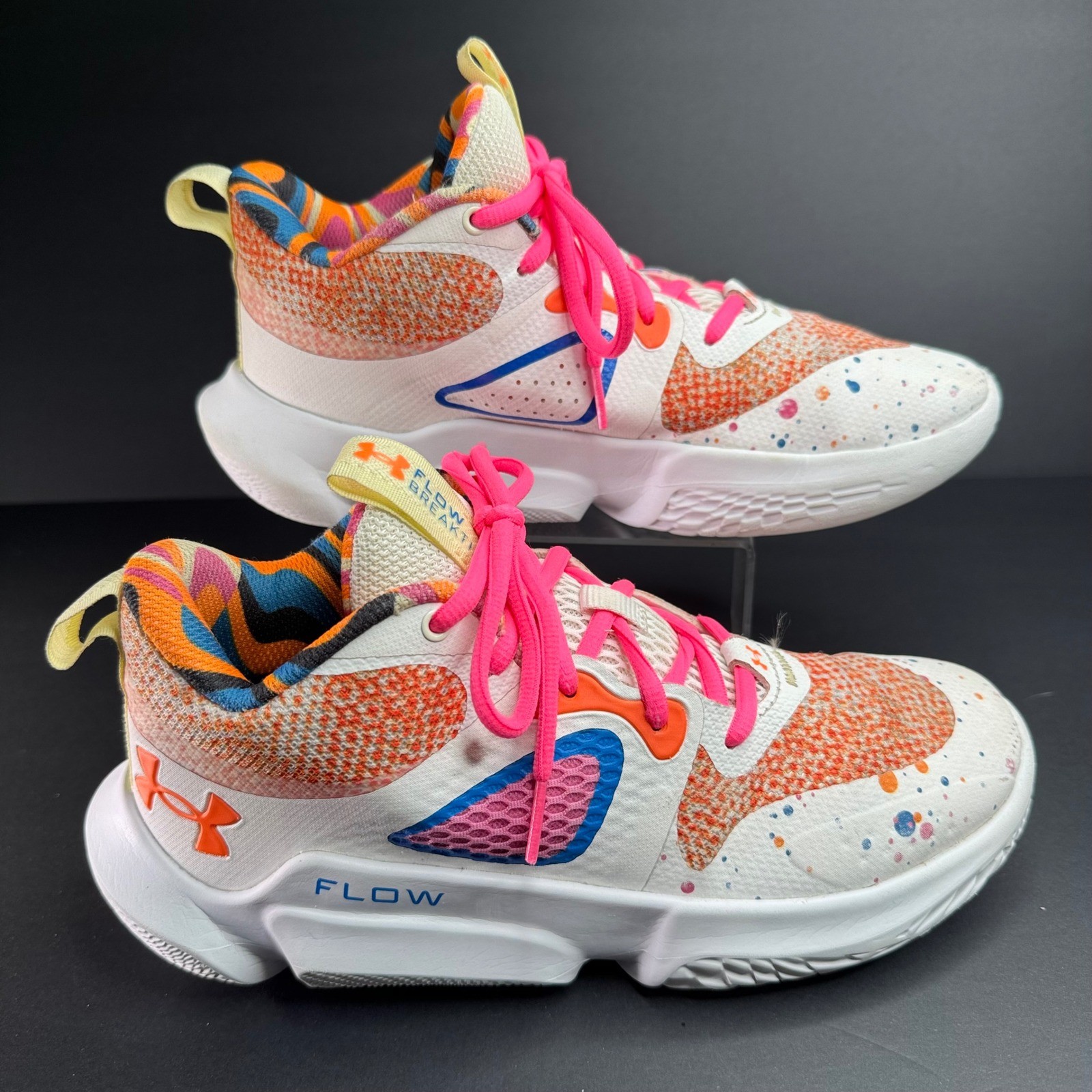 Under Armour Flow Breakthru 4 Womens Basketball Shoes White Orange 3026761-100 8