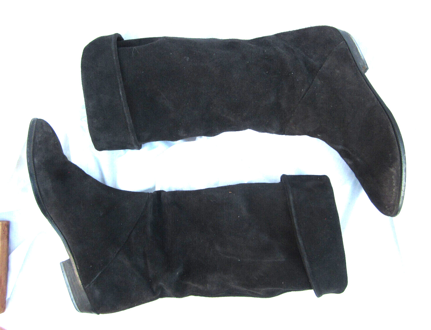Joan & David VTG Italy 8.5 US slouchy nubuck suede leather riding boots Very 80s