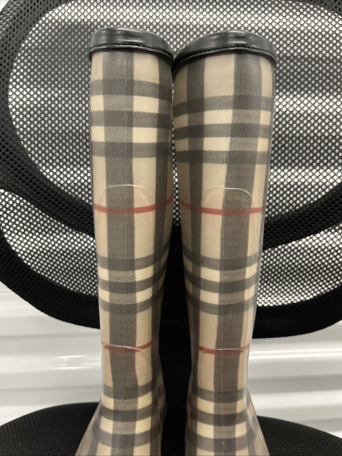 Burberry Nova Check Rubber Rain Boots (4 US, 37 EUR)