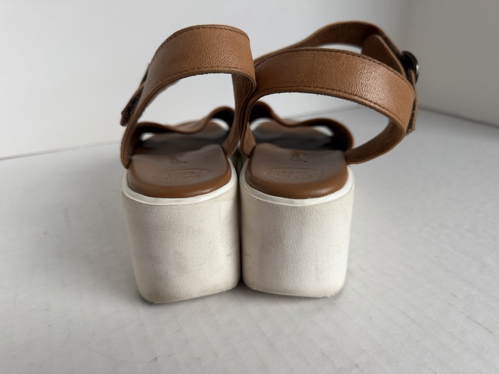 Paul Green Women’s Tan Leather Platform Wedge Sandals Size 4 1/2 UK 7 US