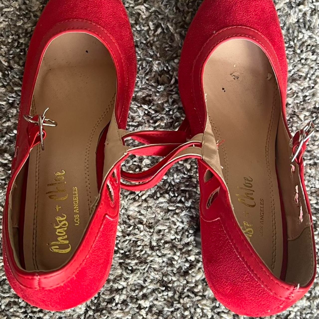 Chase & Chloe Red Mary Jane Pump Heels Size 6 Classy Going Out Girly Buckles