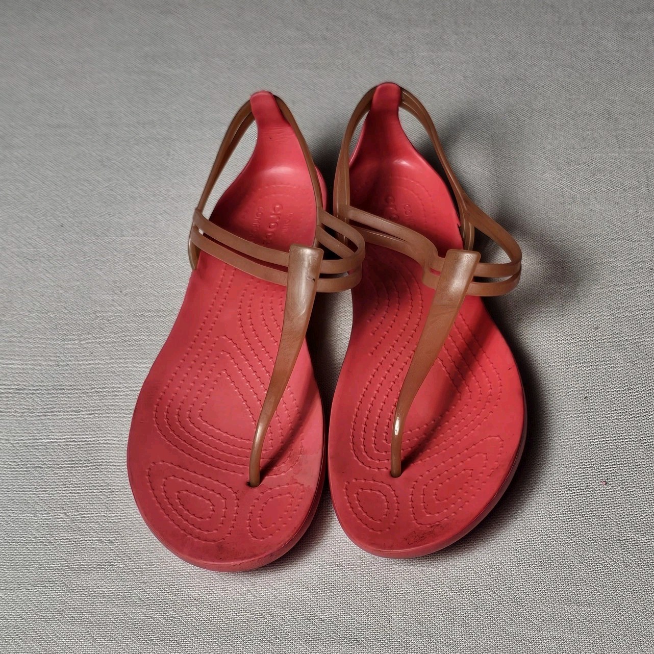 Crocs Isabella T-Strap Jelly Sandals Womens Size 10 Pink