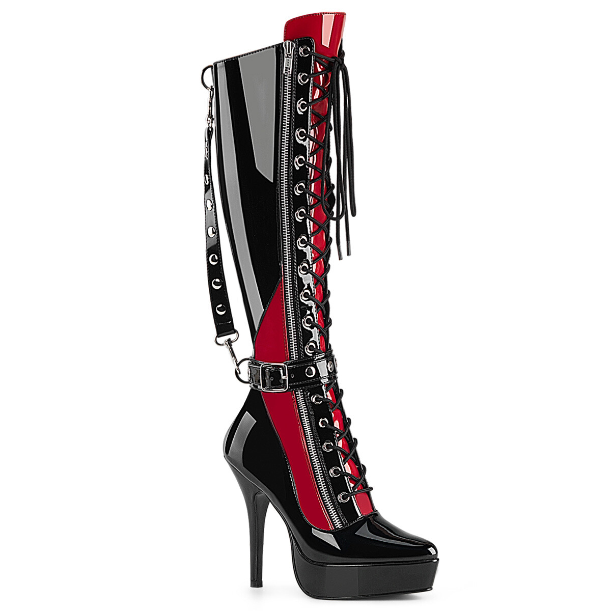 5″ Black Red Latex Stiletto Drag Queen Fetish Dominatrix Knee High Boots 14 15