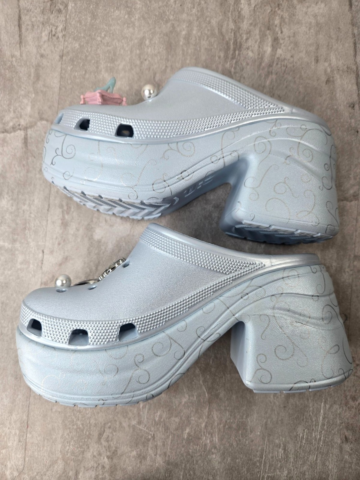 Crocs Disney Cinderella Siren Platform Clog 8 Adults Blue Chunky Shoe Y2K Kawaii