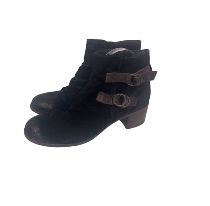 Paul Green black and brown suede leather ankle boots size 9.5
