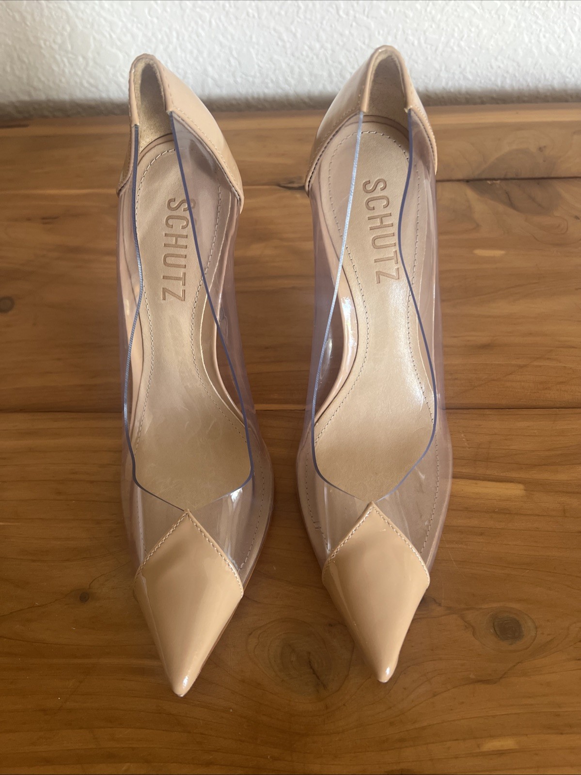 Schutz Cendi Nude Clear PVC Pointed Toe Pumps Stiletto Heels Size 5B