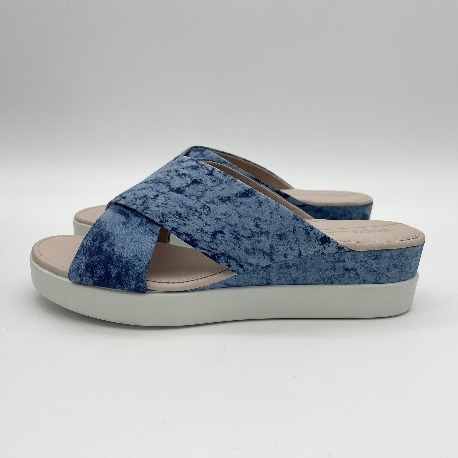 ECCO Sandal Women US 10 10.5 EU 41 Blue Slip On Flip Flop Tie Dye Platform
