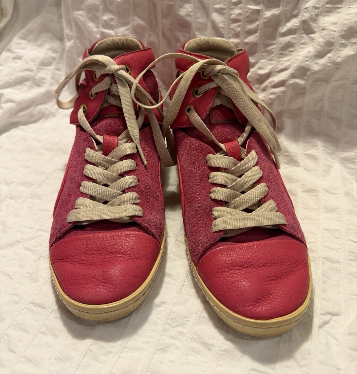 PUMA x Alexander McQueen Pink High Top Lace-Up Sneakers Leather, Rubber Sole