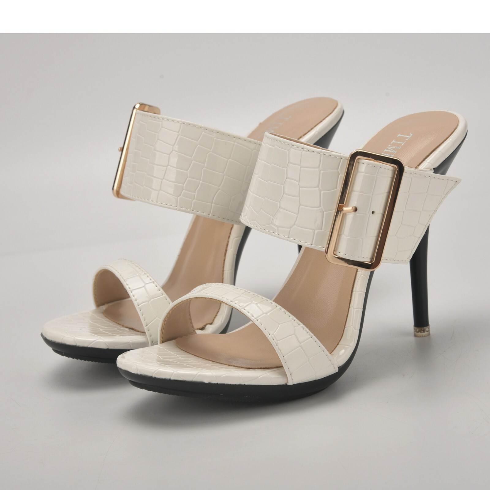 Women’s Shoes Peep Toe High Heels Sandals Belt Buckle Band Casual Slipper Mules