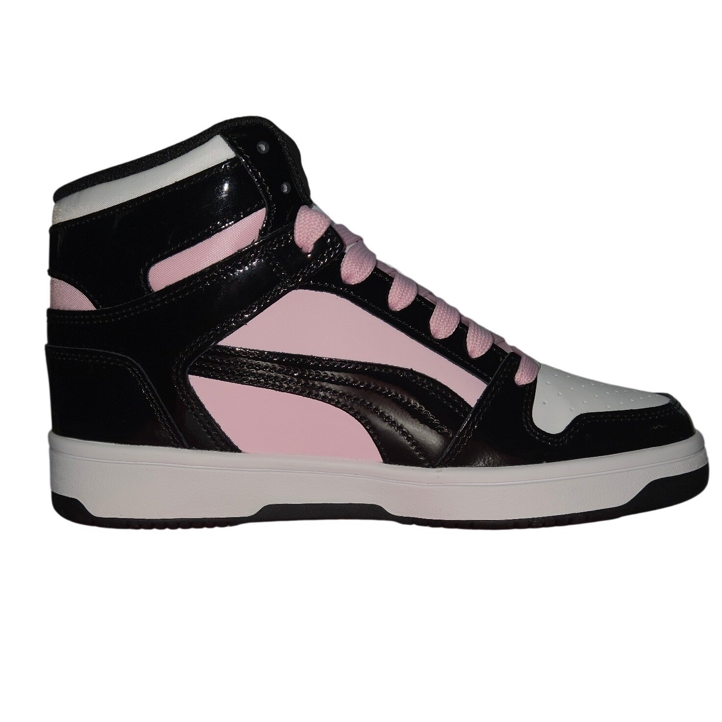 Puma Rebound Layup Shine Womens High Top Sneakers Pink Black White 399643 02 8.5