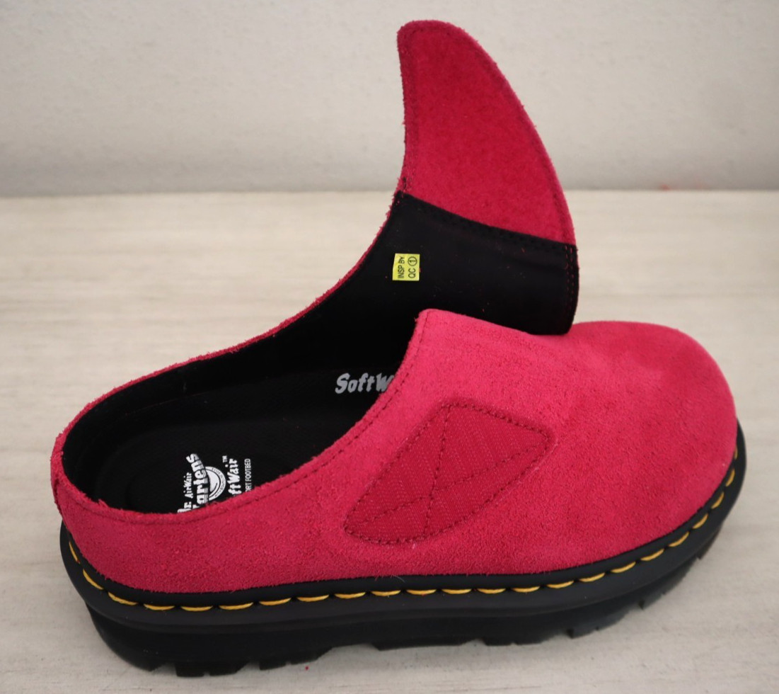 Dr. Martens Women’s Sz 7 Fuchsia Pink Bronx Suede Zebzag AnyWair Mules $130