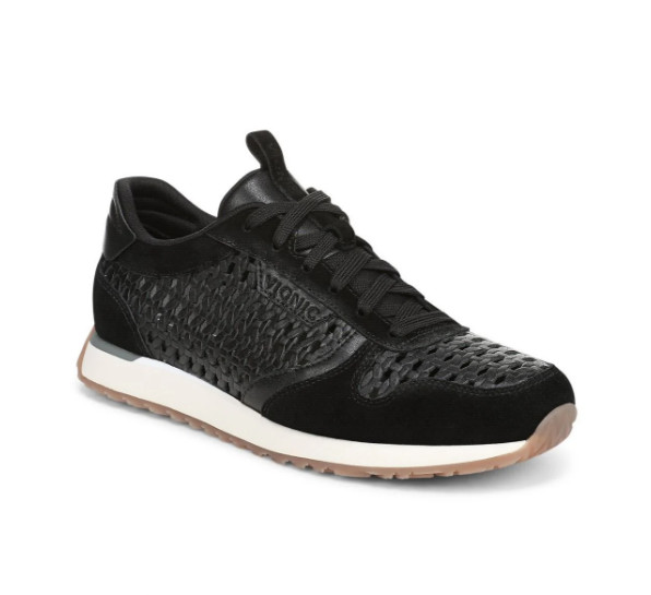 VIONIC Women’s Monarch Woven Sneaker – Black Leather, Medium (NEW)