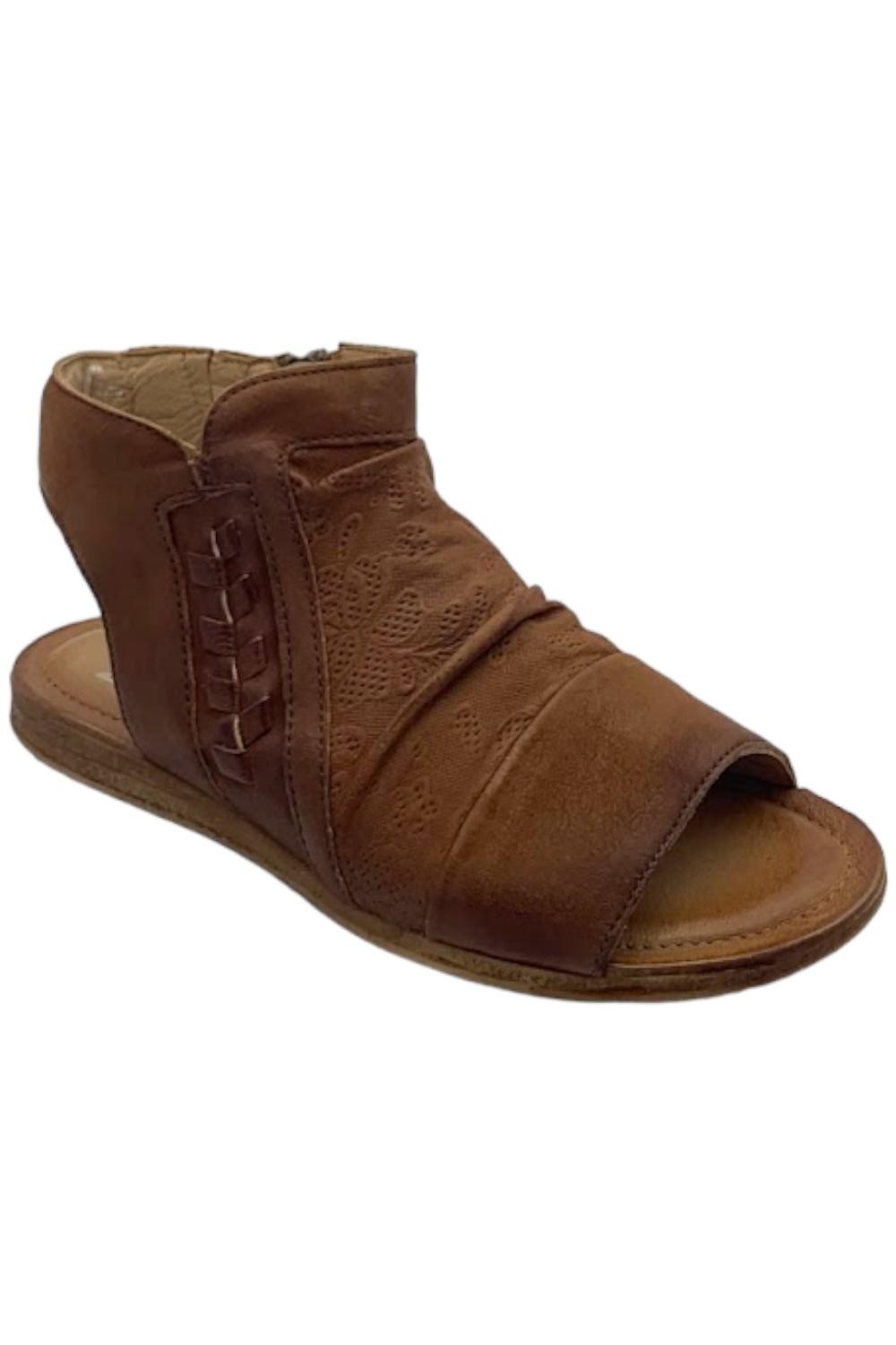 Miz Mooz Wide Width Leather Ruched Sandals Brandy