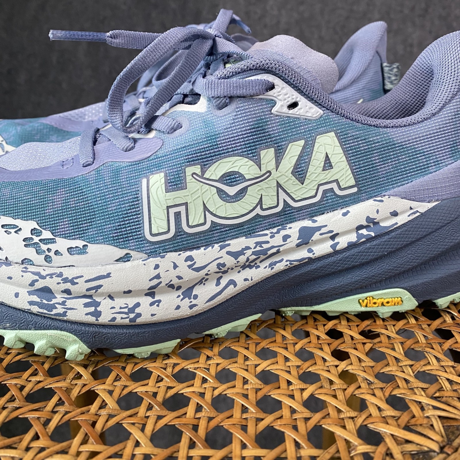 Hoka Speedgoat 6 Running Shoes Womens 8 B Purple Green Sneaker Vibram Excellent