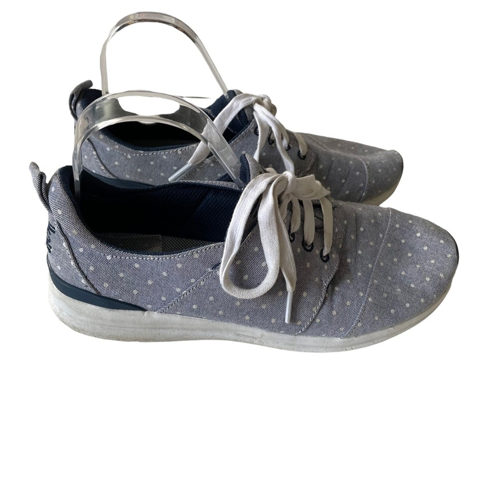 Bobs Sketchers Phresh Fashion Sneaker Polka Dot Blue Navy 9 GUC