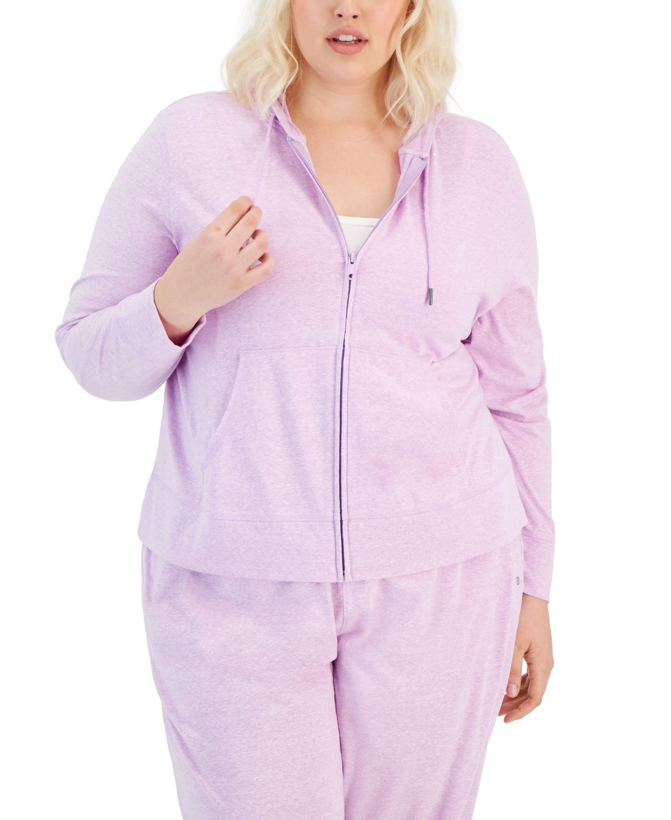 Ideology Plus Size Full-Zip Hooded Jacket Crocus Petal 2X