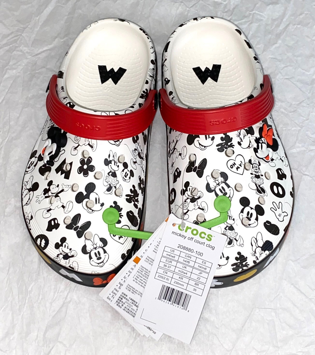 CROCS x Disney Mickey Minnie Off Court Clog w/ Jibbitz Womens US 6 / Mens US 4