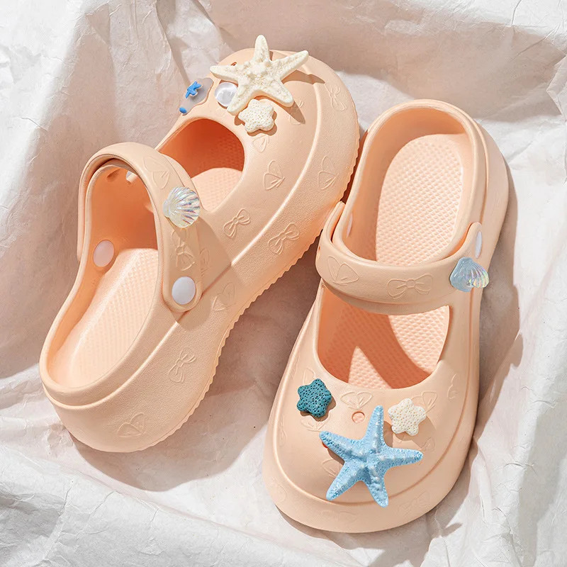 Women’s Hole Shoes Wear One-word Beach Cool Slippers Ba