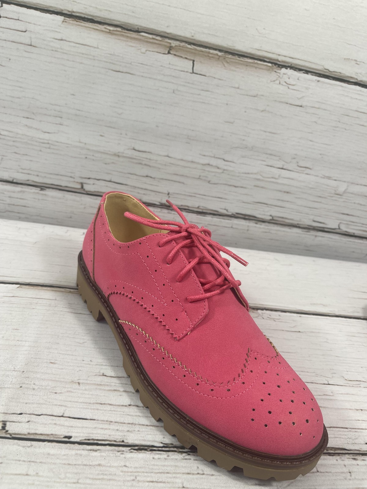 Journee Collection Claudiya Shoes Womens Size 9 Pink Faux Suede Oxford Flats
