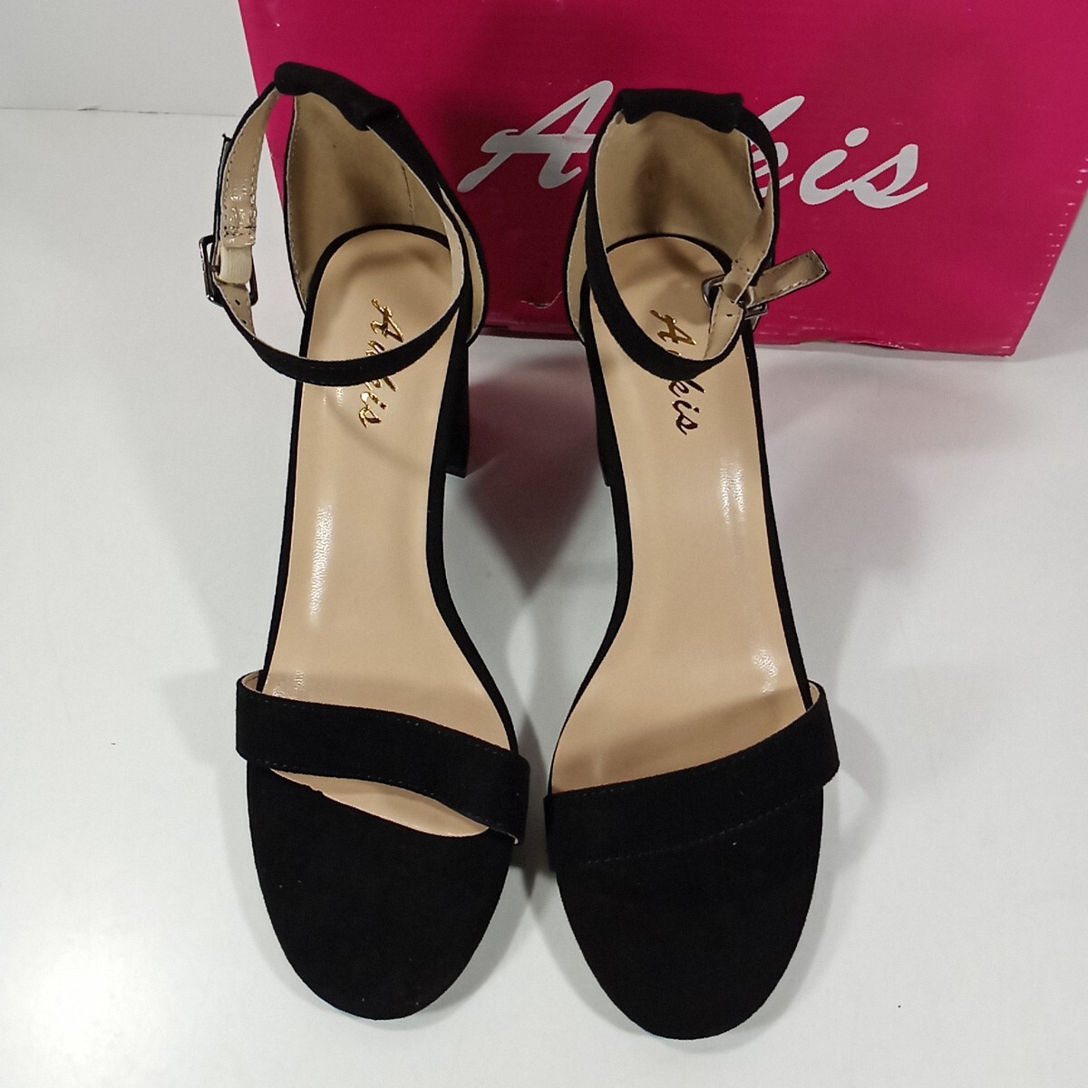 ANKIS Ankle Strap Chunky Low High Heel Dress Party Sandal Shoes Black 6 B