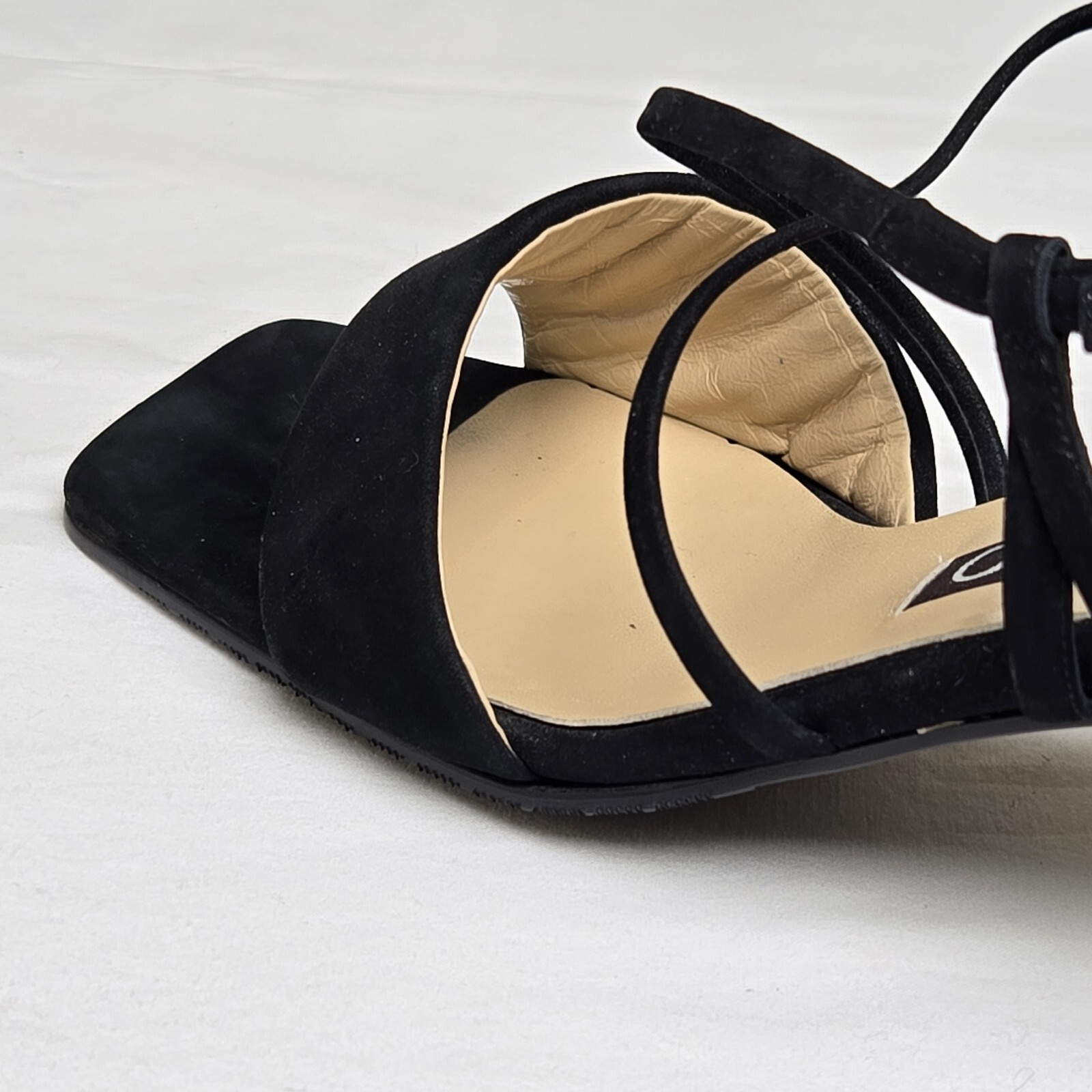 EIZO Wms Black Leather Sandals/Heels US 7/EU 37.5 JAPAN Elegant Strappy Designer