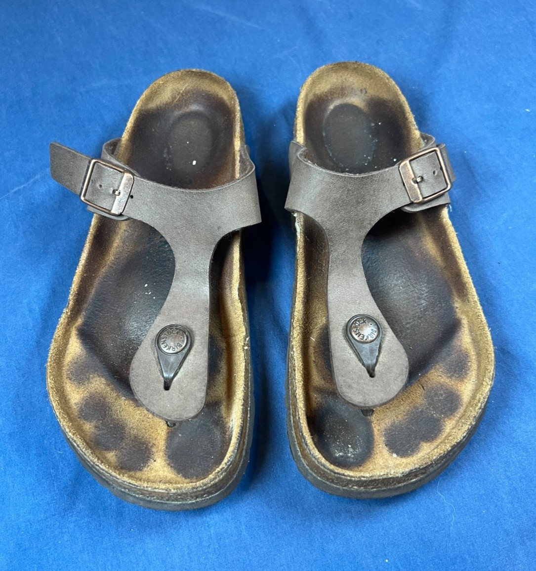 Womens 36 Birkenstock Gizeh Brown T Strap Sandals Thong Straps Comfy Germany Toe
