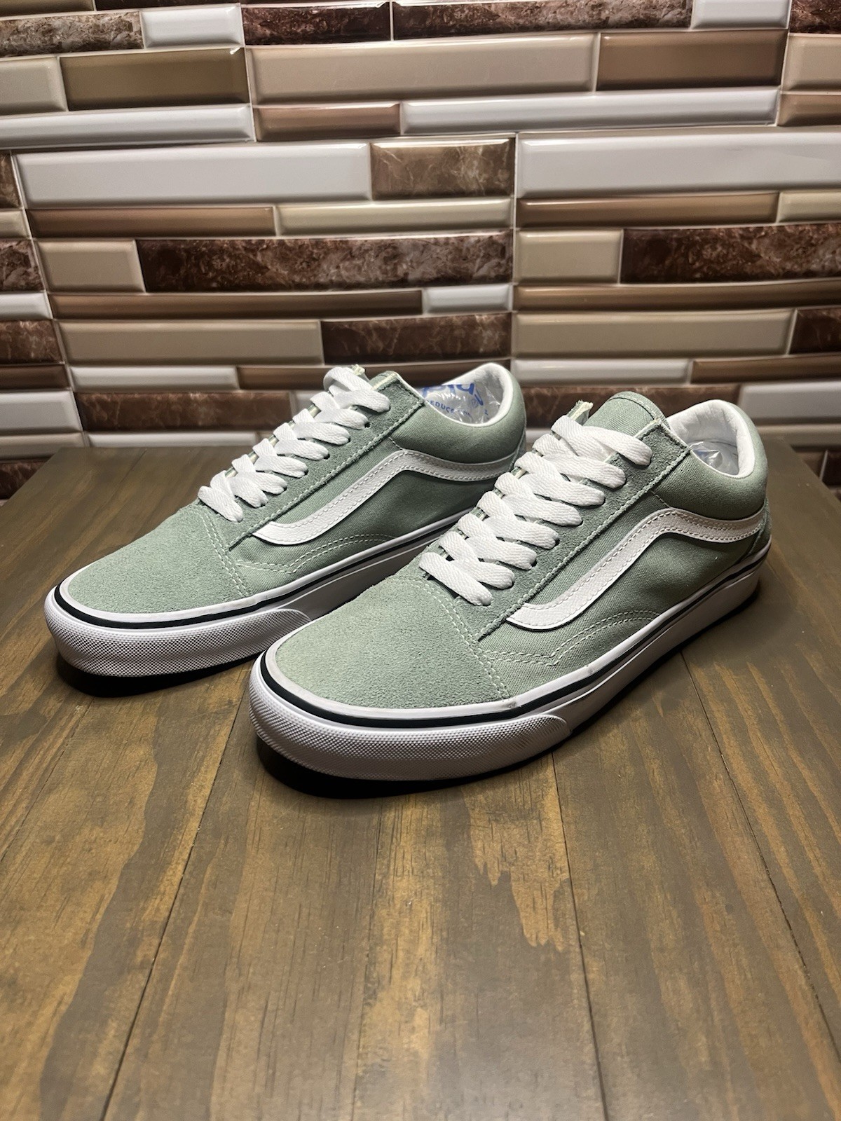 VANS Old Skool Shoe Size 9 Women Size 7.5 Men Mint Green Low Top Gently Used