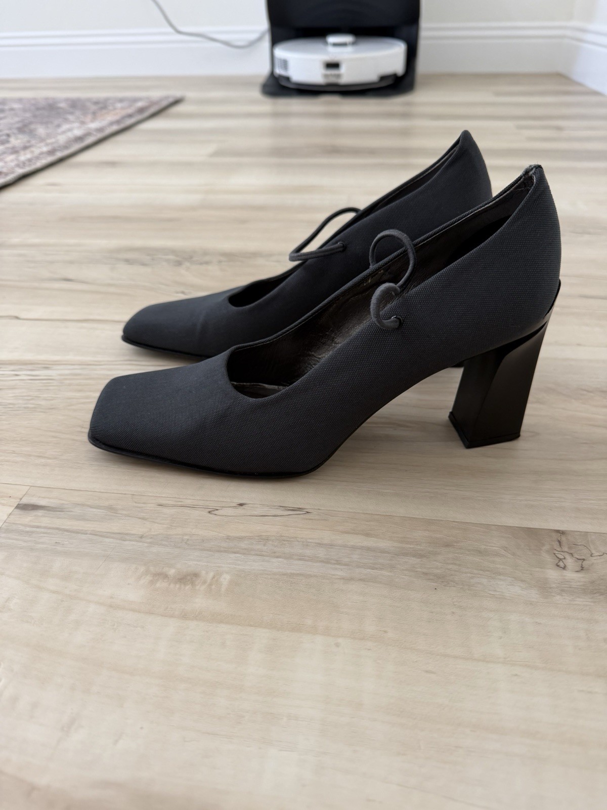 Vintage Y2K Nine West Women Classy Gray Square Toe Block Heel Pumps 7.5 M, Spain