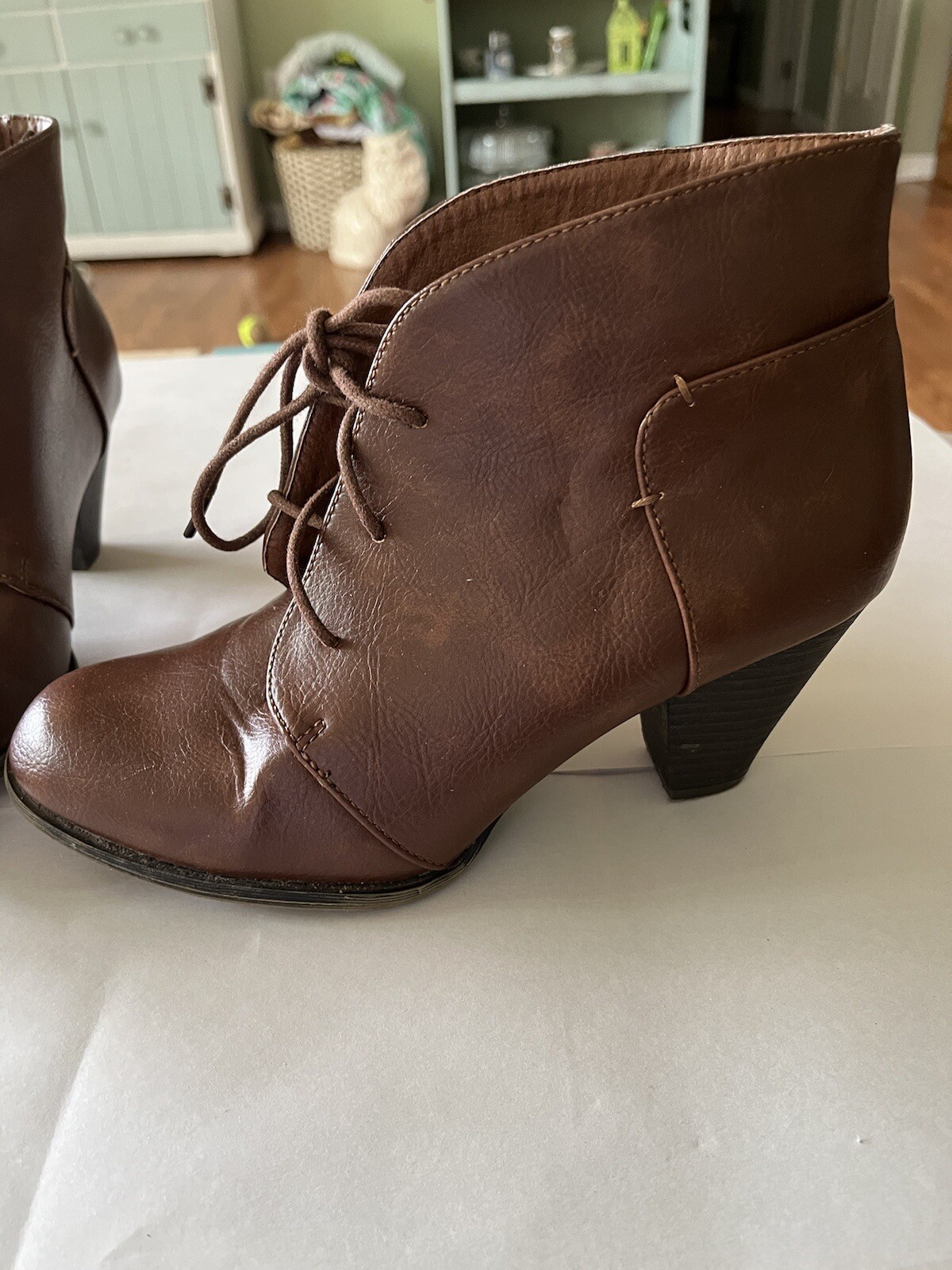 Sugar Women’s Lace Up 3″ Heel Ankle Boot Size 7 1/2 Brown Street Grunge Style