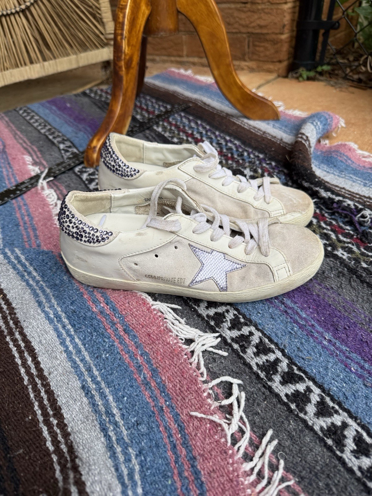Golden Goose Super-Star Private Edit Womens US7 EU37 Star Crystal Heel Sneakers