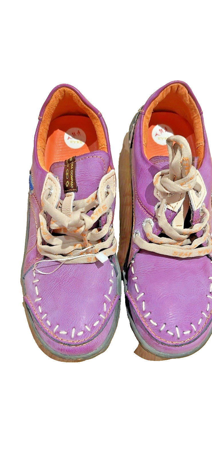 TMA EYES Womens Shoes Stitched Leather Walking Sneakers Lace Up Purple Size 9