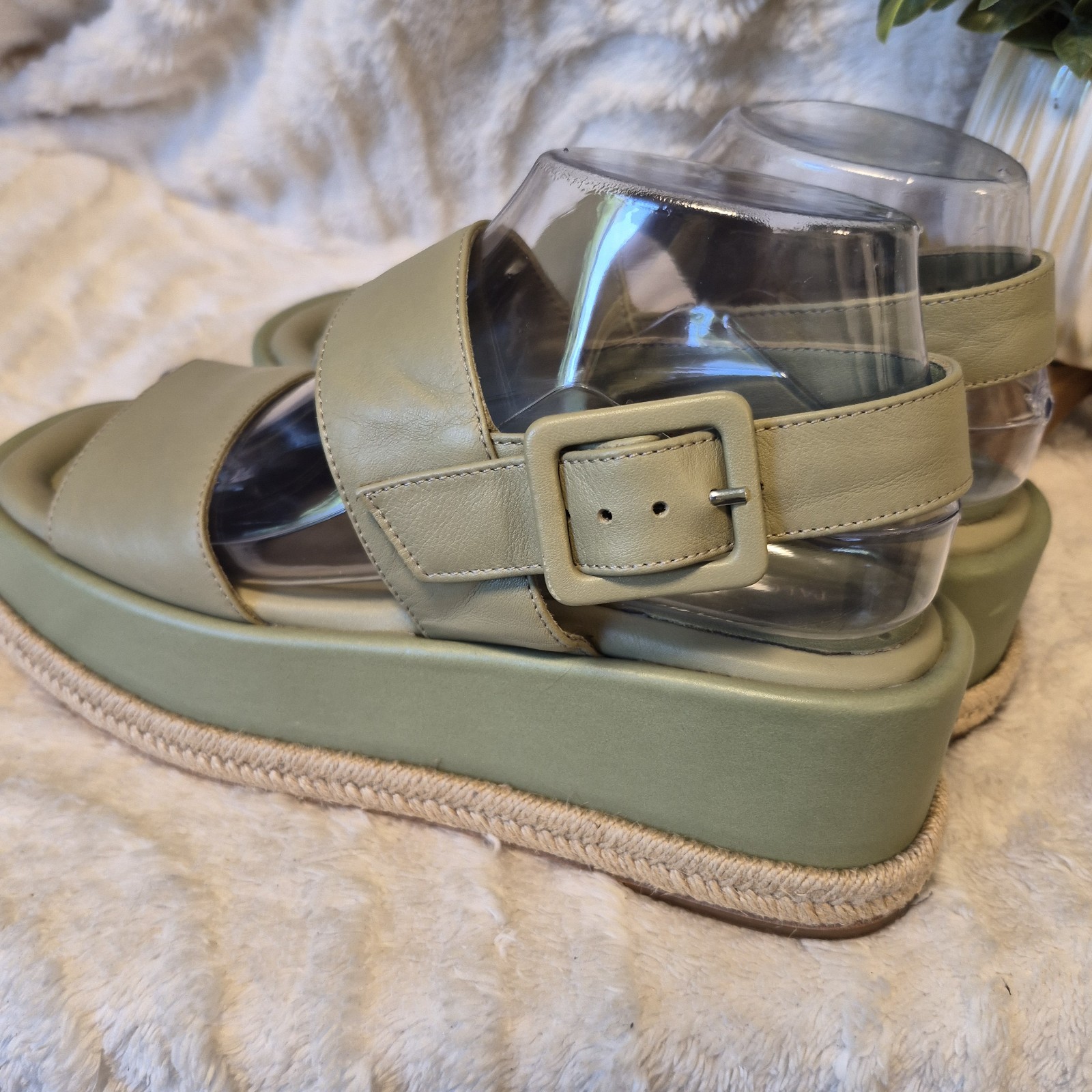 Paloma Barcelo x Anthropologie Adeline Platform Sandal Green Leather Size 8 $595