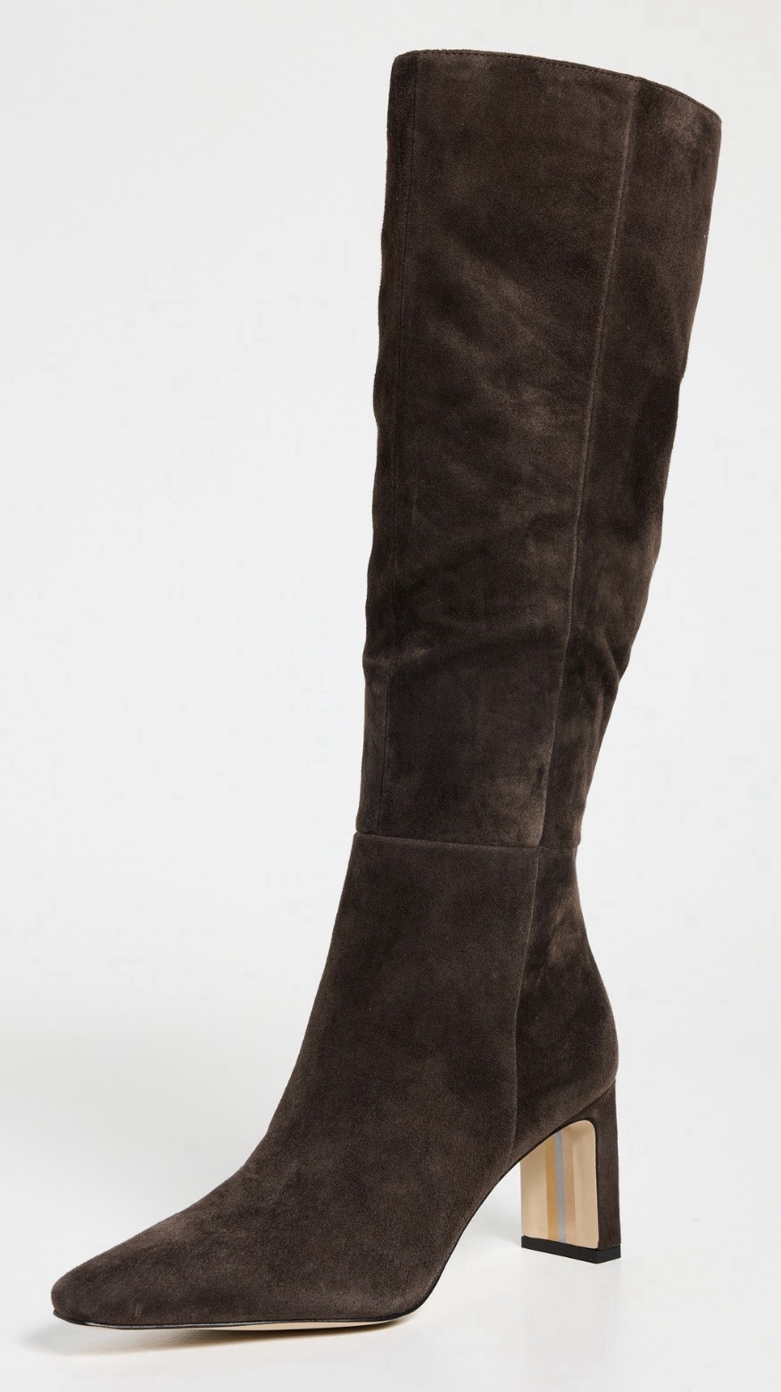 NWT Sam Edelman Sylvia Knee High Dark Brown Wide Calf Heeled Boots size 7.5