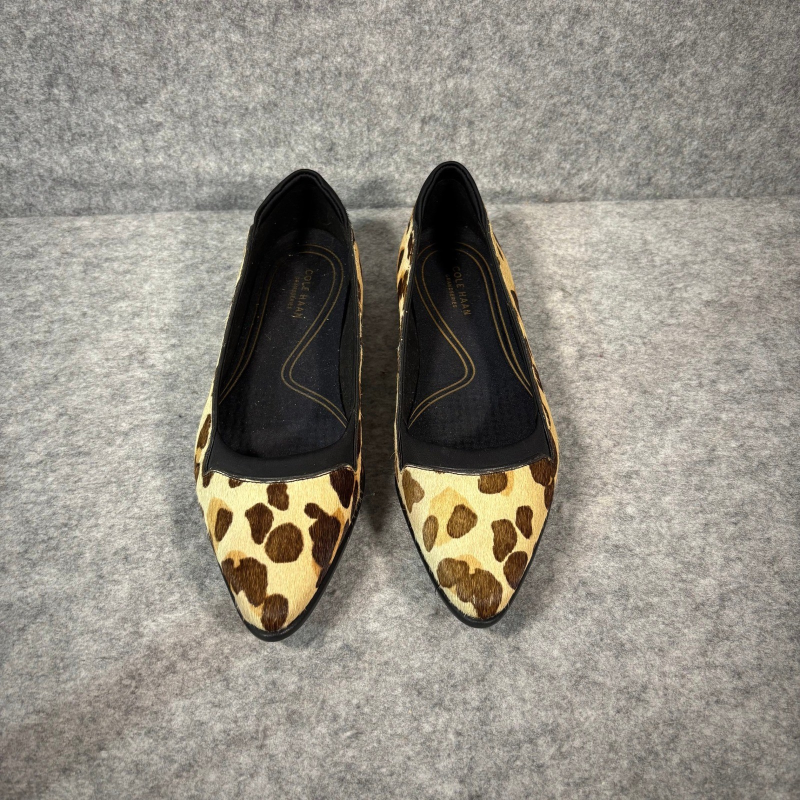 Cole Haan Womens Leopard Print Real Calf Hair Pointed Toe Flats Sz 7.5
