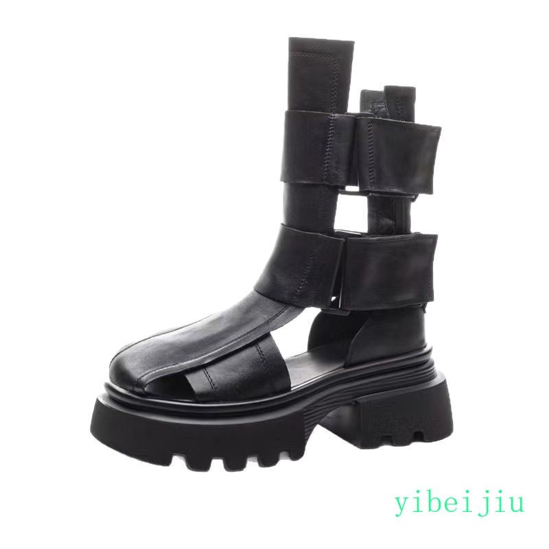 Womens Real Leather Ankle Boots Roman Platform Shoes Sandals Retro Spring Summer