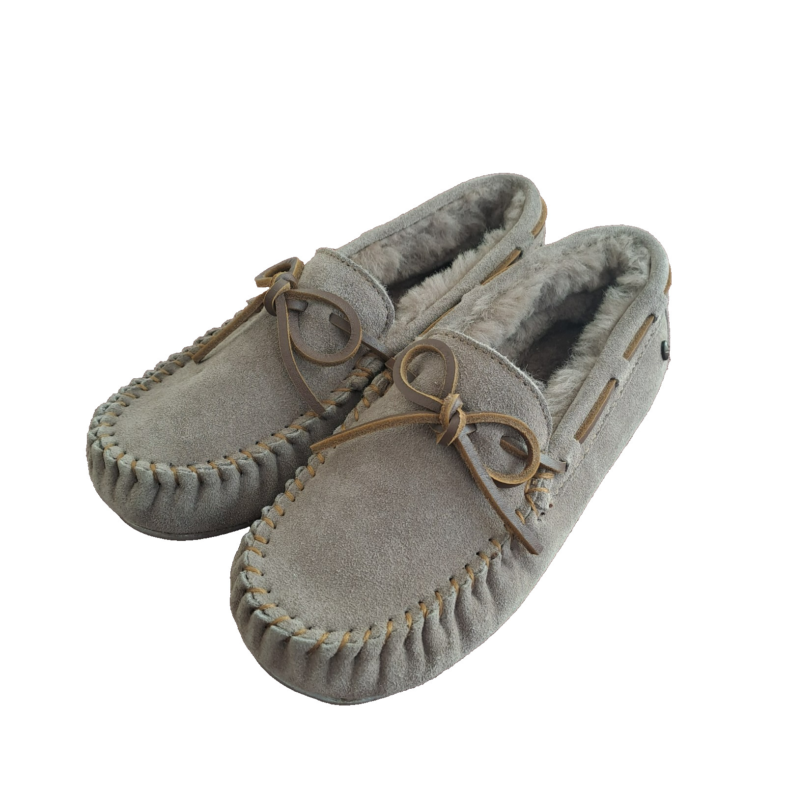 EMU Australia Amity Mocassin Slippers Women 6 Men 5 Taupe Sheepskin Cozy Unisex