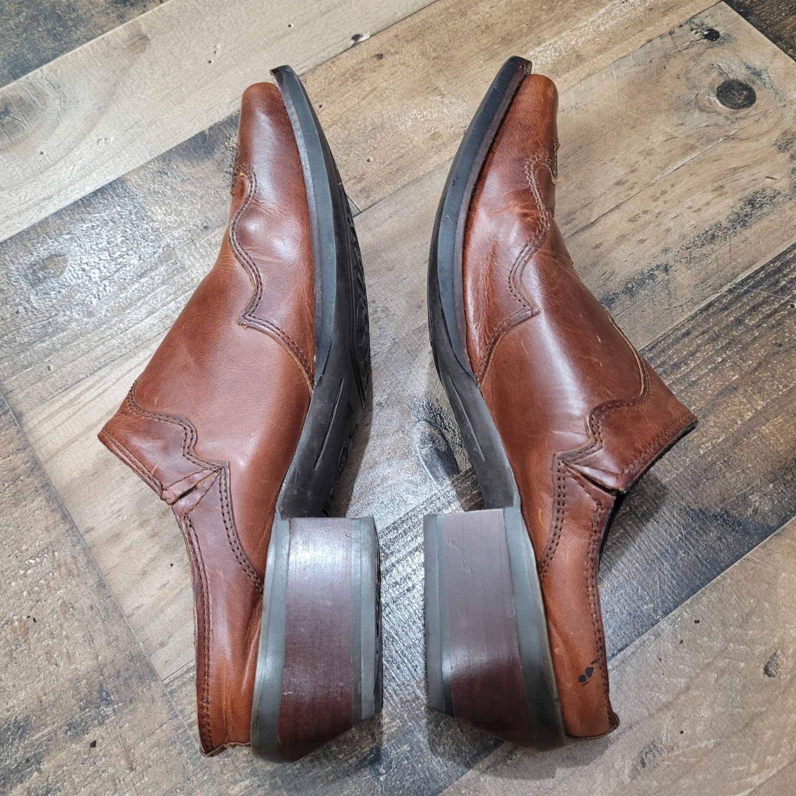 Ariat ATS Womens 6.5B Brown Leather Western Mule Slip On Clog Shoes