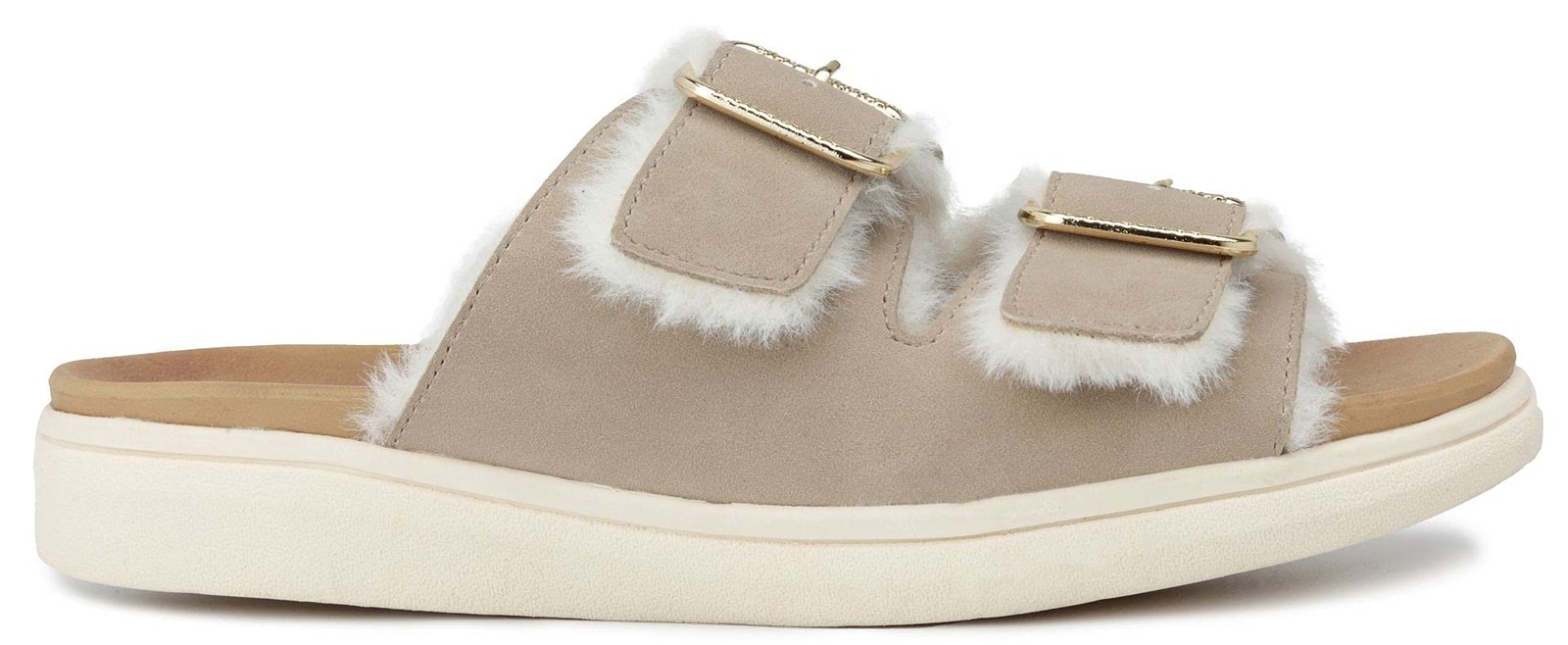 LONDON FOG Womens Lorraine Comfort Slides Double Buckle Strap Sandals sand 7