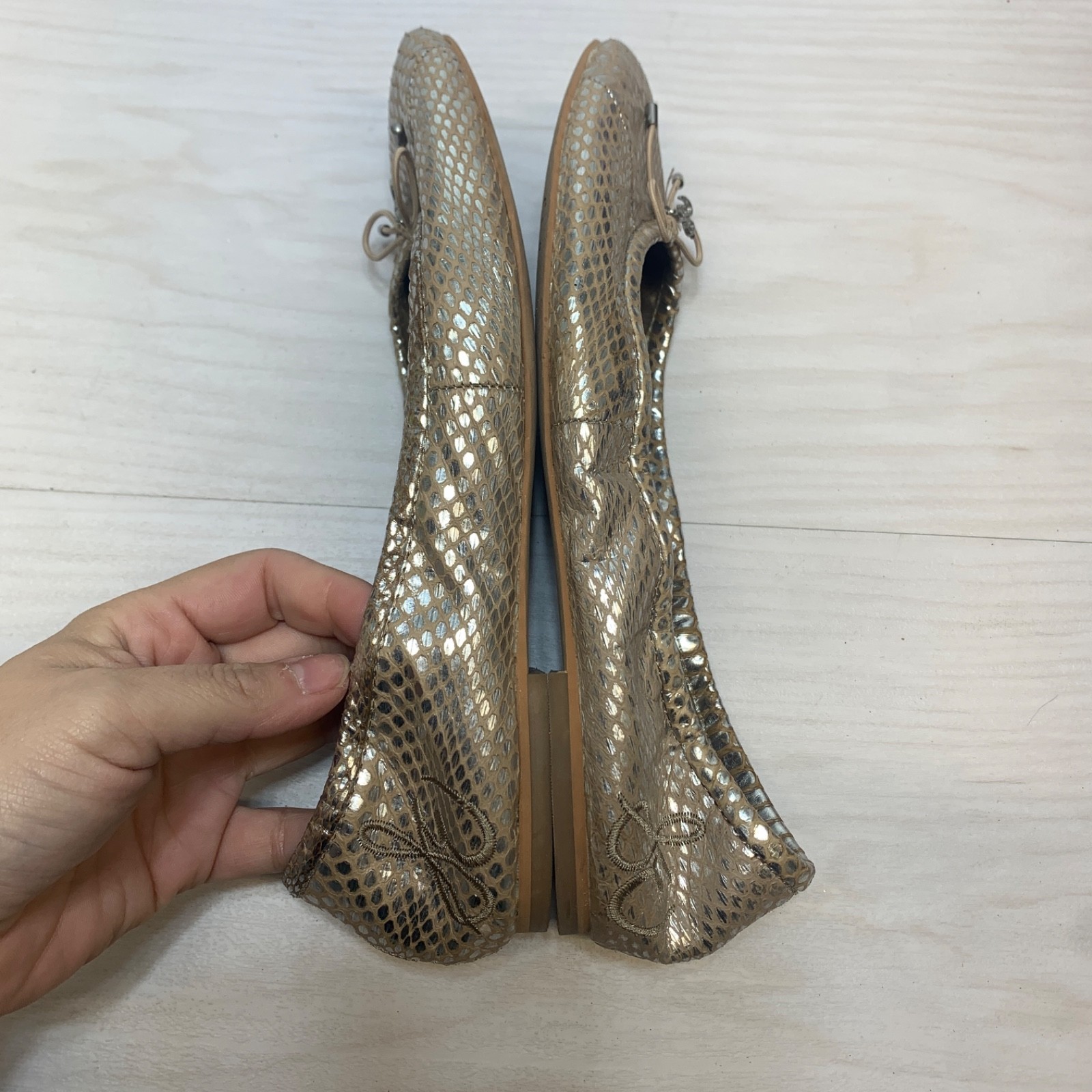SAM EDELMAN Limited Edition Women’s Size 8M Felicia Metallic Silver & Gold Flats
