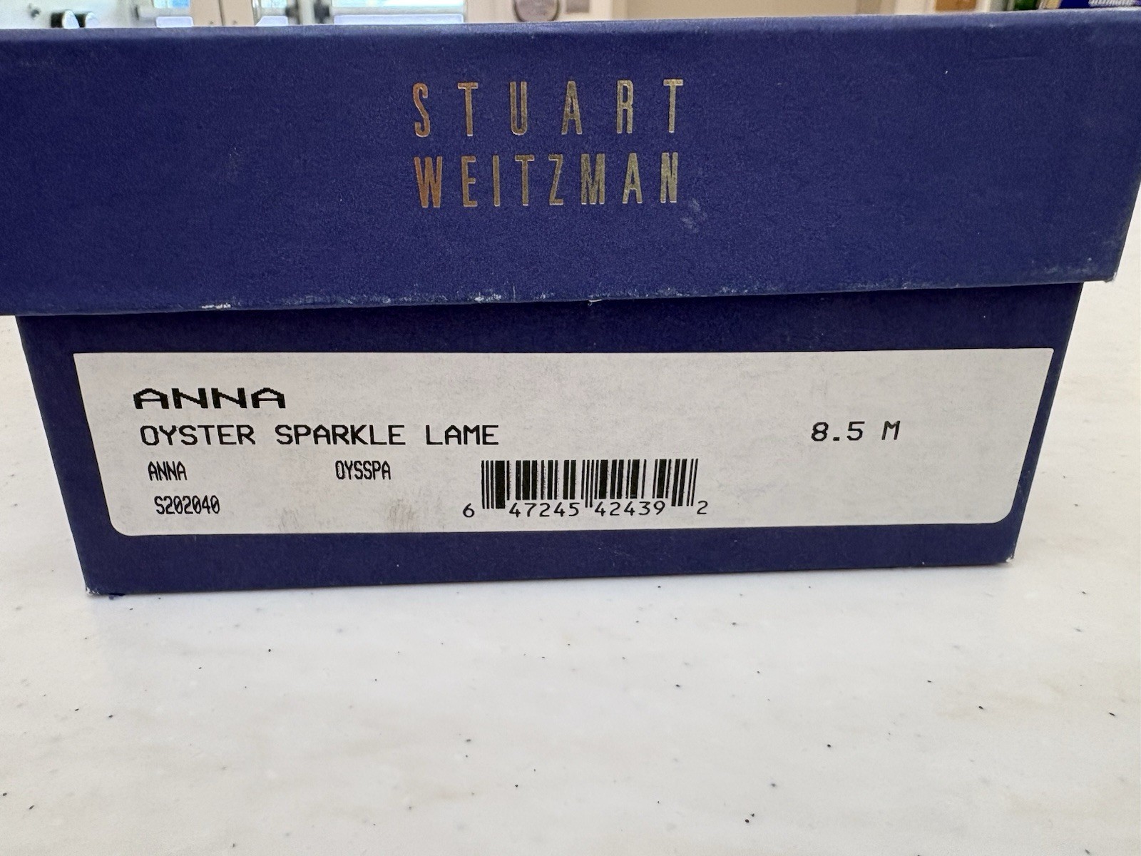 Stuart Weitzman Women’s Oyster Sparkle Lame Square Toe Pump Heels US 8.5 B