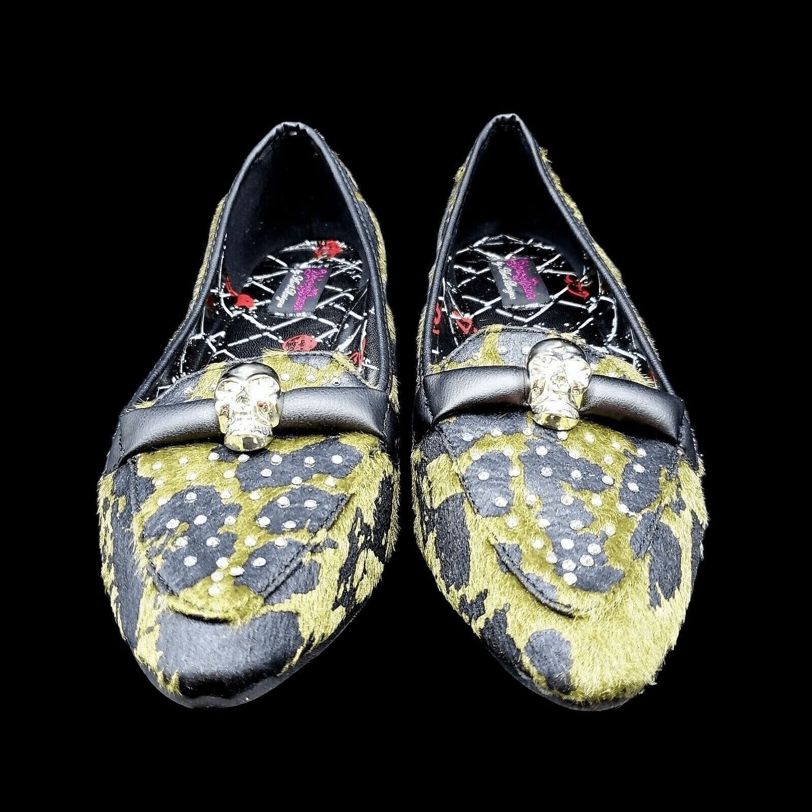 Abbey Dawn by Avril Lavigne Silver Skull Accents Shoes 9 Black Rebel Yell Flats