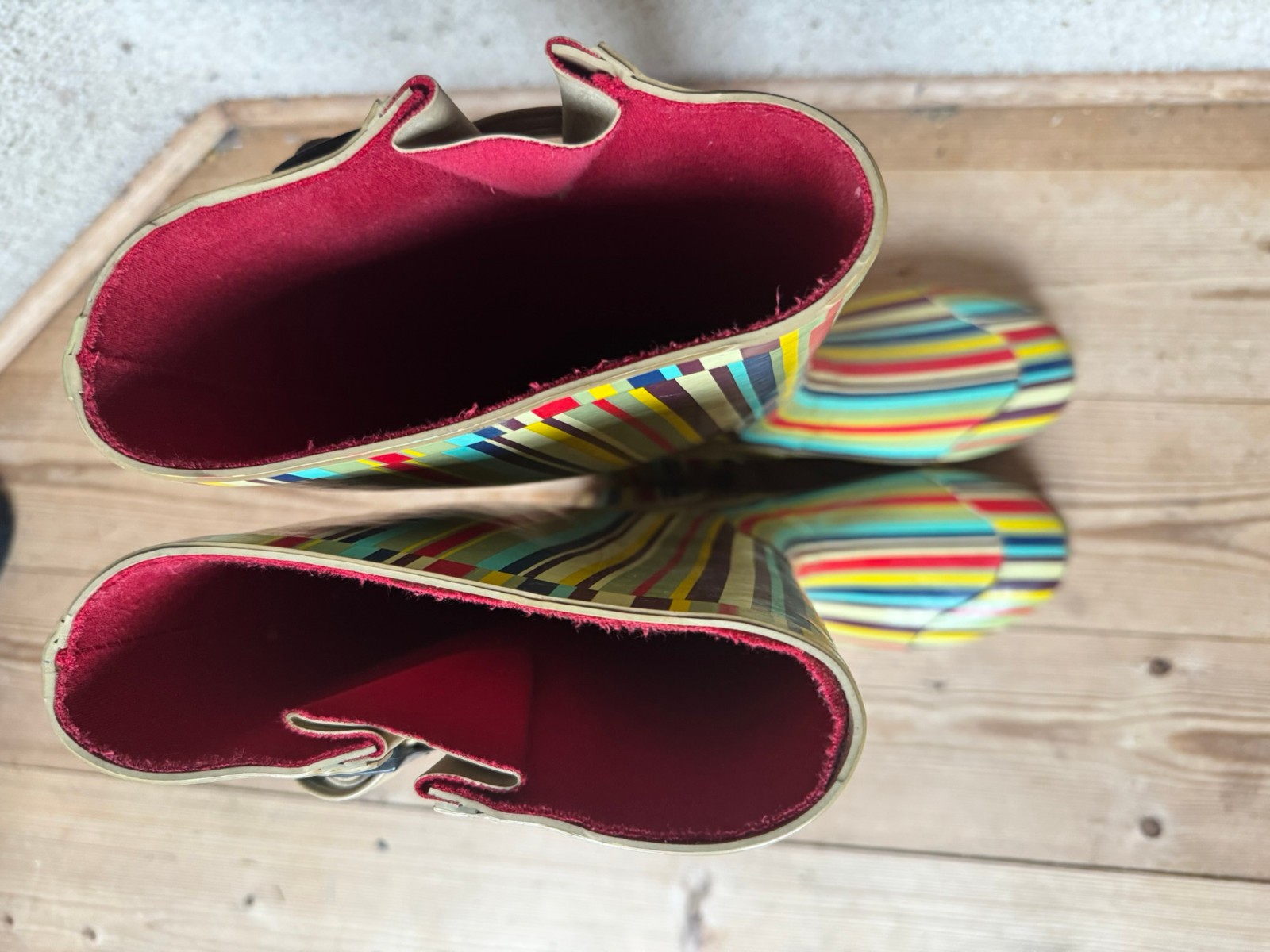 Tamara Henriques wellies multicoloured striped size 39 • rain boots lined