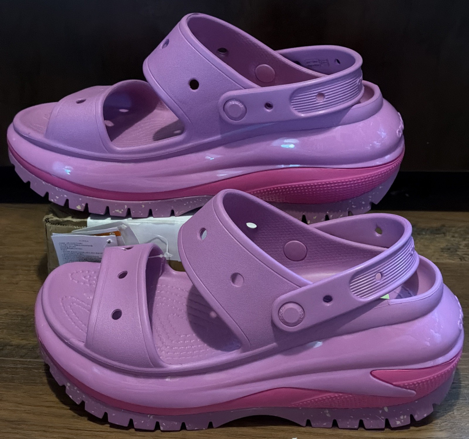Crocs Mega Crush Sandal Platform Slides Purple Pink Womens 11 Chunky