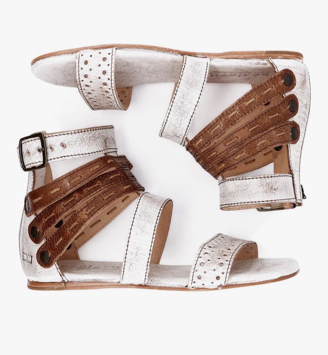 BED STU, Size 9, ARTIMAS Sandals, White & Brown, BRAND NEW with Tags In BOX.